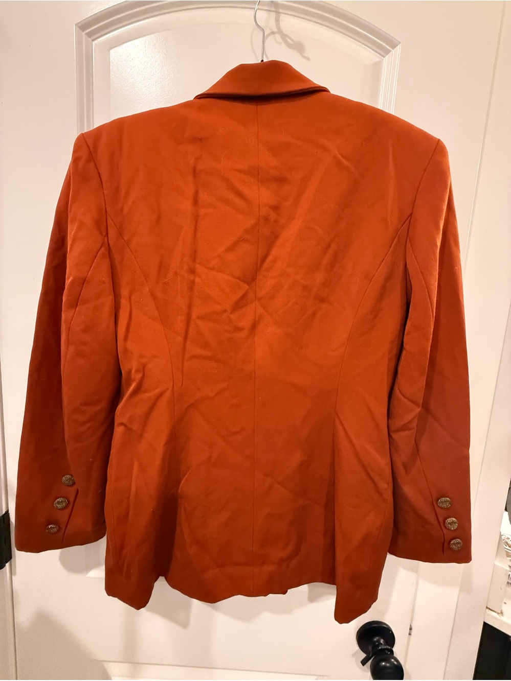 bebe Double-Breasted Orange Blazer with Gold Buttons - Picture 6 of 7